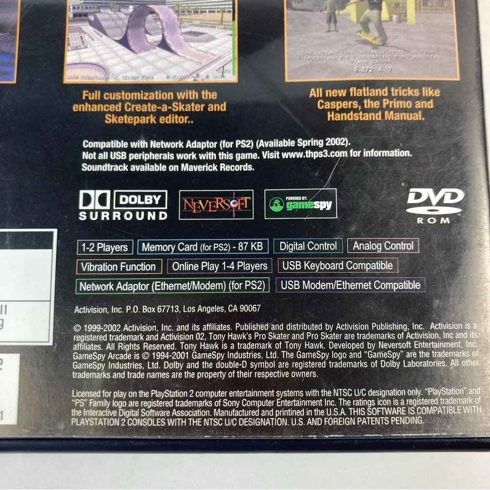 Tony Hawk's Pro Skater 3 (Sony)  2002 Pro Skater 3 Greatest Hits PlayStation 2